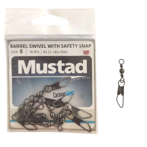 Mustad Girella Barrel Swivel Whit Satfety Snap