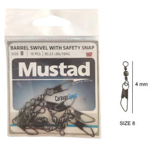 Mustad Girella Barrel Swivel Whit Satfety Snap